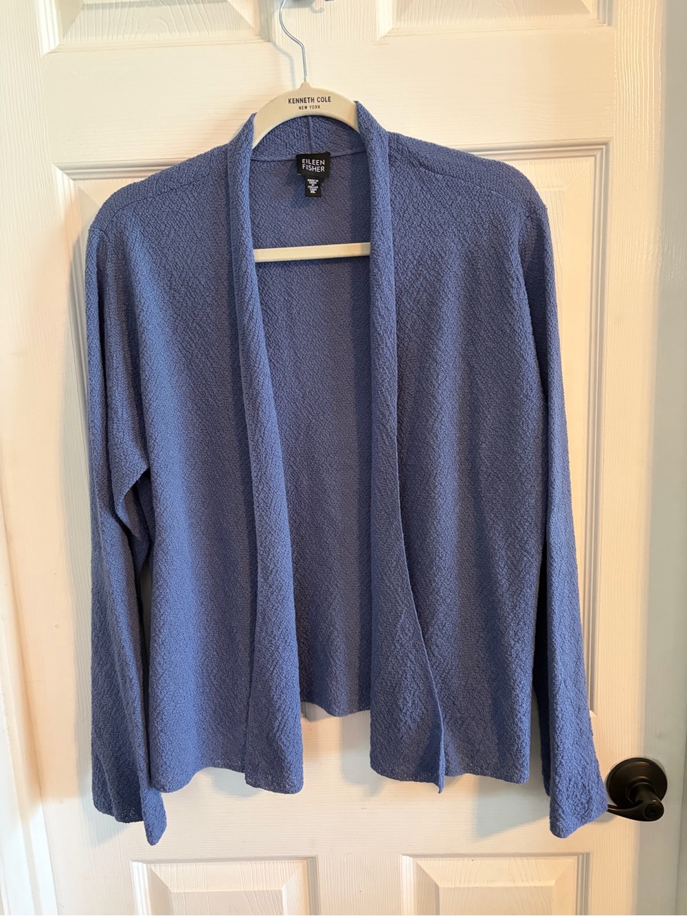 Eileen Fisher Periwinkle Blue 100% Wool Open Front Cardigan XL